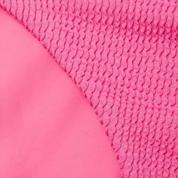 NWT$138 VERONICA BEARD 'Marau' Textured-Rib Bikini Bottom, Pink Sherbet - Large